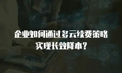 企业如何通过多云续费策略实现长效降本？