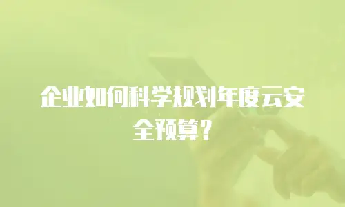企业如何科学规划年度云安全预算？