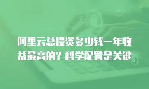 阿里云总投资多少钱一年收益最高的？科学配置是关键