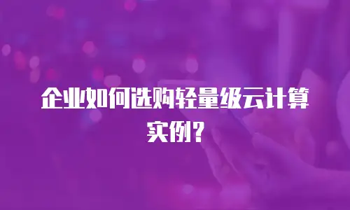 企业如何选购轻量级云计算实例？