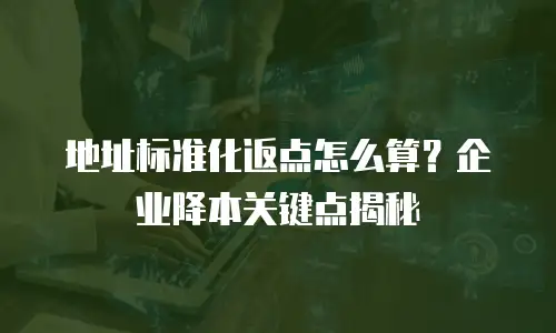 地址标准化返点怎么算？企业降本关键点揭秘