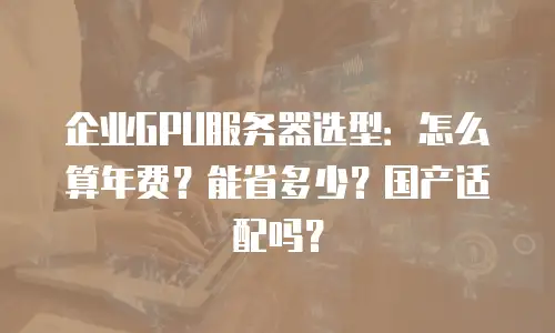 企业GPU服务器选型：怎么算年费？能省多少？国产适配吗？