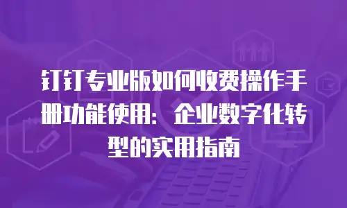 钉钉专业版如何收费操作手册功能使用：企业数字化转型的实用指南