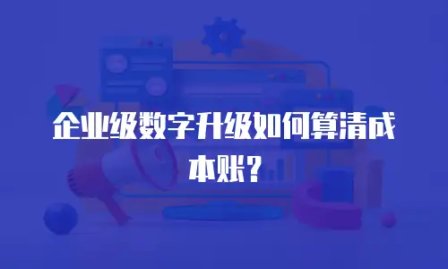 企业级数字升级如何算清成本账？