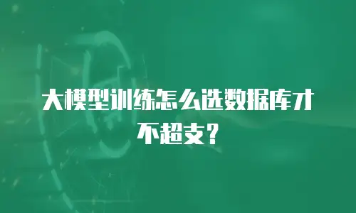 大模型训练怎么选数据库才不超支？