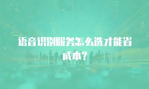 语音识别服务怎么选才能省成本？