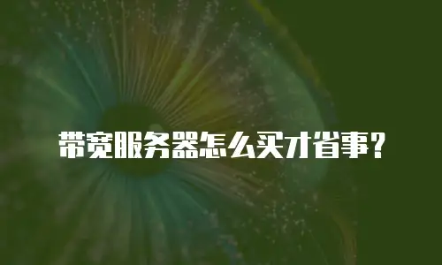 带宽服务器怎么买才省事？