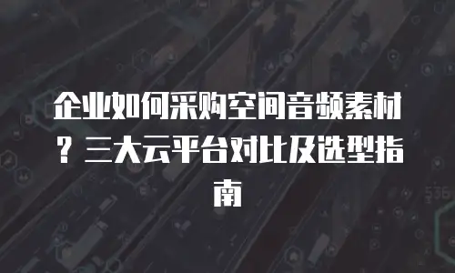 企业如何采购空间音频素材？三大云平台对比及选型指南