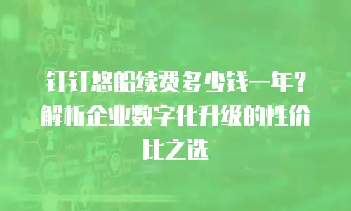 钉钉悠船续费多少钱一年？解析企业数字化升级的性价比之选