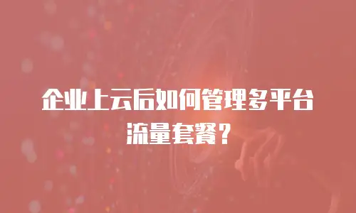 企业上云后如何管理多平台流量套餐？