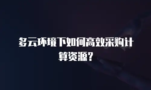 多云环境下如何高效采购计算资源？