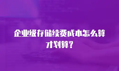 企业级存储续费成本怎么算才划算？