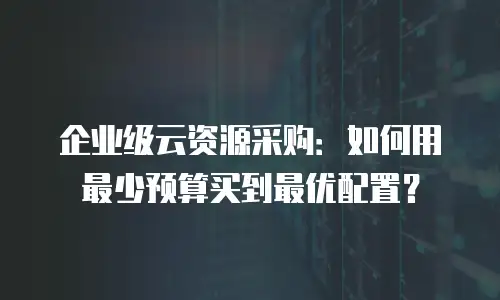 企业级云资源采购：如何用最少预算买到最优配置？