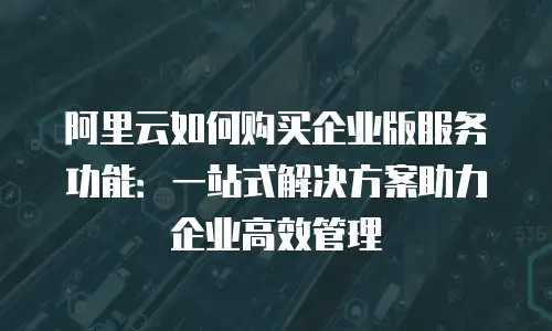 阿里云如何购买企业版服务功能：一站式解决方案助力企业高效管理