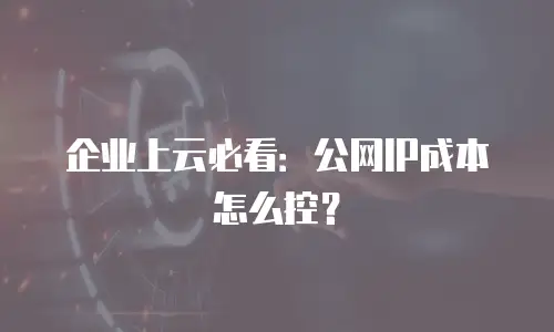 企业上云必看：公网IP成本怎么控？
