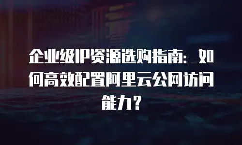 企业级IP资源选购指南：如何高效配置阿里云公网访问能力？