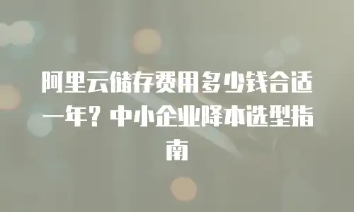 阿里云储存费用多少钱合适一年？中小企业降本选型指南