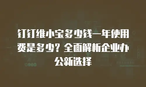 钉钉维小宝多少钱一年使用费是多少？全面解析企业办公新选择