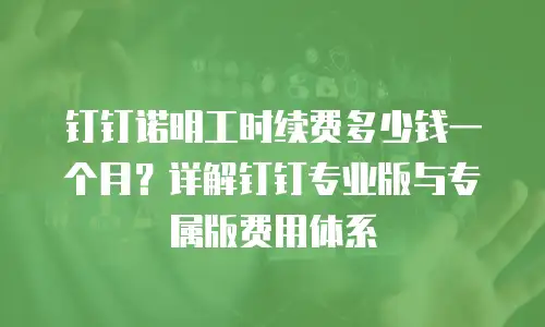 钉钉诺明工时续费多少钱一个月？详解钉钉专业版与专属版费用体系