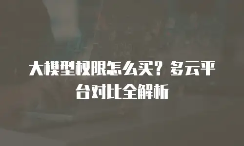 大模型权限怎么买？多云平台对比全解析