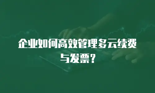 企业如何高效管理多云续费与发票？