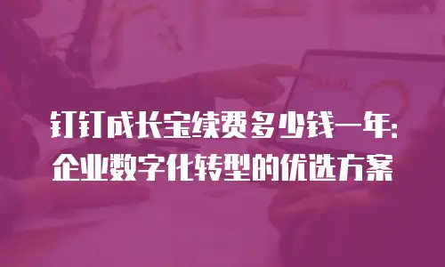 钉钉成长宝续费多少钱一年：企业数字化转型的优选方案