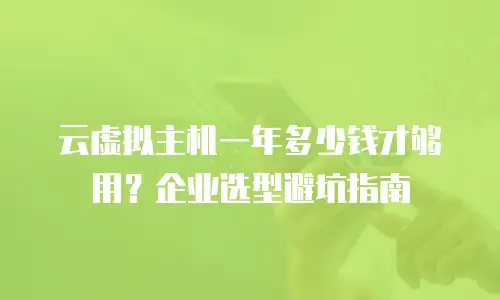 云虚拟主机一年多少钱才够用？企业选型避坑指南