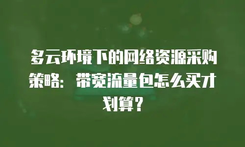 多云环境下的网络资源采购策略：带宽流量包怎么买才划算？