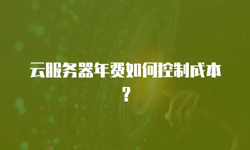云服务器年费如何控制成本？