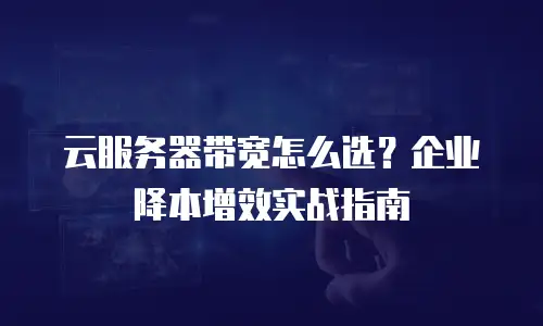 云服务器带宽怎么选？企业降本增效实战指南