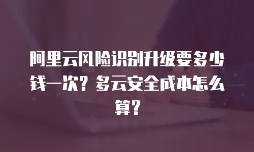 阿里云风险识别升级要多少钱一次？多云安全成本怎么算？