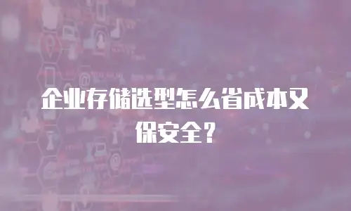 企业存储选型怎么省成本又保安全？