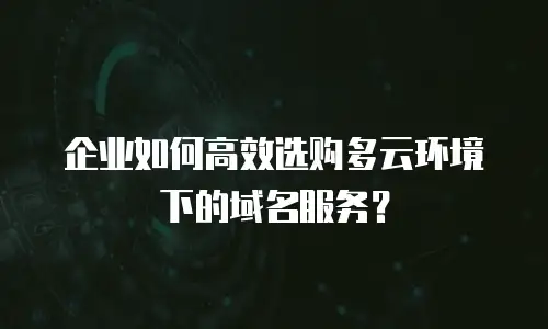 企业如何高效选购多云环境下的域名服务？