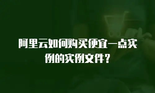阿里云如何购买便宜一点实例的实例文件？