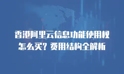 香港阿里云信息功能使用权怎么买？费用结构全解析