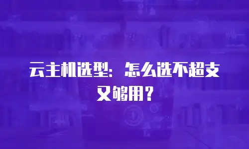 云主机选型：怎么选不超支又够用？