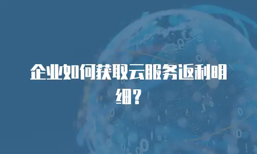 企业如何获取云服务返利明细？