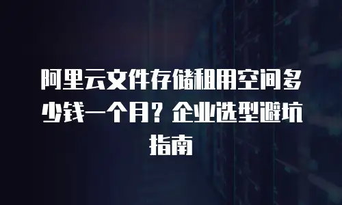 阿里云文件存储租用空间多少钱一个月？企业选型避坑指南