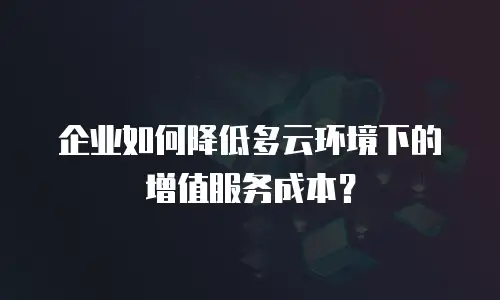 企业如何降低多云环境下的增值服务成本？