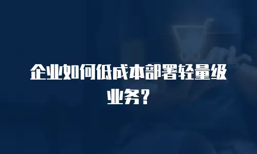 企业如何低成本部署轻量级业务？