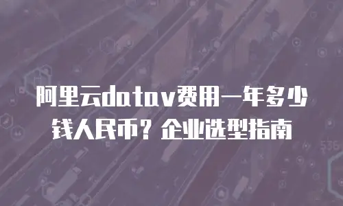 阿里云datav费用一年多少钱人民币？企业选型指南