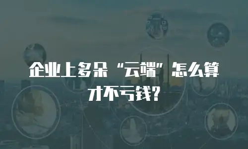 企业上多朵&ldquo;云端&rdquo;怎么算才不亏钱？
