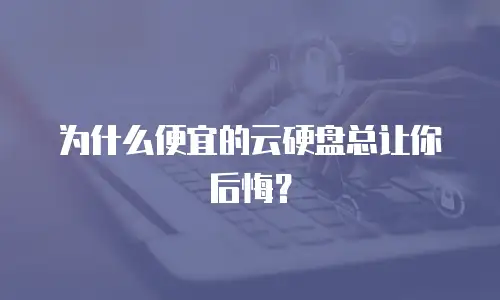 为什么便宜的云硬盘总让你后悔？