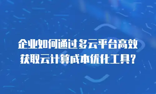 企业如何通过多云平台高效获取云计算成本优化工具？
