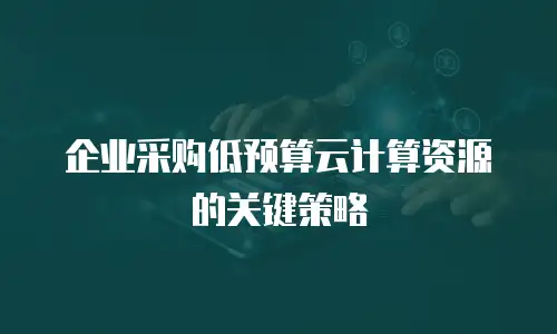 企业采购低预算云计算资源的关键策略
