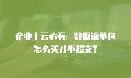 企业上云必看：数据流量包怎么买才不超支？
