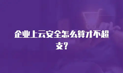 企业上云安全怎么算才不超支？