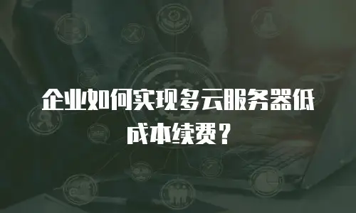 企业如何实现多云服务器低成本续费？