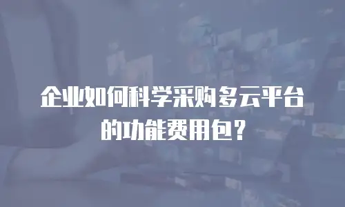 企业如何科学采购多云平台的功能费用包？