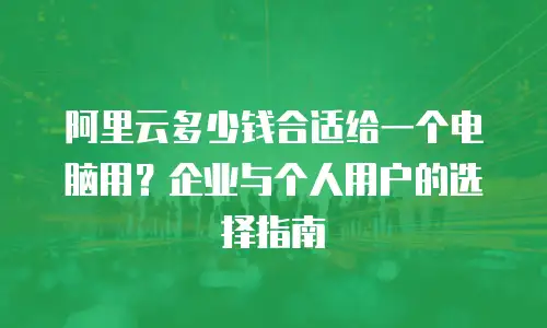 阿里云多少钱合适给一个电脑用？企业与个人用户的选择指南